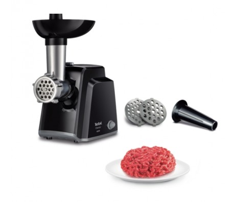 Tefal NE105838, Meat grinder, 1400W, Capacity 1.7 kg/min, Reverse function, Chopping knife, 2 sausage accessories, Black
