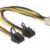 Кабел DeLock PCI Express power 6 pin женско > 2 x 8 pin мъжко, 30 cm