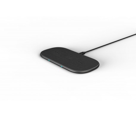 Безжично зарядно RAPOO XC260, Qi, Двойно, 7.5W/10W, Черен