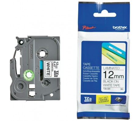 Brother TZe-231 Tape Black on White Laminated 12mm - Eco