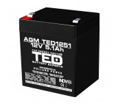 Оловна батерия TED ELECTRIC AGM, 12V, 5Ah, 90/ 70/ 10 1mm, Терминал 2