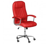 ДИРЕКТОРСКИ СТОЛ CARMEN 6181 ЕКО КОЖА ХРОМ ЧЕРВЕН