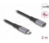 Delock Удължителен кабел USB-C, 40 Gbps, PD 240W, 2 м, сив