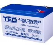 Оловна батерия TED ELECTRIC, AGM, 12V, 9Ah , 151/ 65/ 94 mm, Терминал2