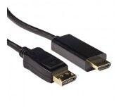 Кабел ACT AK3992, DisplayPort мъжко - HDMI-A мъжко, 5 м, Черен, Булк