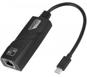 Мрежови адаптер Estillo 10/100/1000 Mbps, USB-C 3.1 към RJ45, Черен