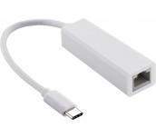 Мрежови адаптер Estillo 10/100 Mbps, USB-C 2.0 към RJ45, Бял