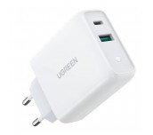 ЗАРЯДНО 220V 1xUSB-C, 1xUSB A, 38W UGREEN - БЯЛ