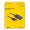 Удължителен кабел DeLock, USB-A женско - USB-A мъжко, USB 2.0, 15 м, Черен