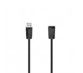 Удължителен кабел HAMA, USB-A женско - USB-A мъжко, 1.5 м, 480 Mbit/s, Черен