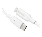 Кабел за зареждане/Дата HAMA, USB-C - Type-C/Lightning, 1м, бял