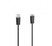 Кабел HAMA, USB 3.0 A мъжко - USB 3.0 Micro-B мъжко, 1.5 м, 5Gbit/s, Черен