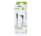 Аудио кабел HAMA, 3.5мм жак мъжко - 3.5мм жак мъжко на 90°, 1.5м, Черен