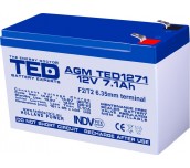 Оловна батерия TED ELECTRIC, AGM, 12V, 7Ah, 151/ 65/ 94 mm, Терминал2