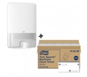 ПРОМО КОМПЛЕКТ 1 КАШОН КЪРПИ ЗА РЪЦЕ TORK H2 UNIVERSAL 237Л 2ПЛ БЯЛА 20БР И ДИСПЕНСЪР TORK XPRESS MULTIFOLD H2