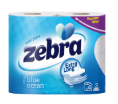 ТОАЛЕТНА ХАРТИЯ ZEBRA BLUE 4БР 3ПЛ