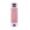 Transcend 512GB, USB External SSD, ESD310P, USB 10Gbps, Type C/ A, Pink