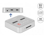 Докинг станция Delock 1 x M.2 NVMe SSD + 1 x M.2 SATA SSD, SD Express Card Reader, Клониране