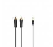 HAMA Аудио кабел, 3.5 мм жак - 2 RCA, стерео, позлатен, 1,5 м