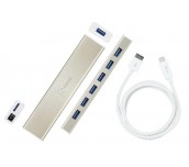 Хъб 7-портов J5 Create USB-C JCH377, USB 3.0, 1:7, Бял