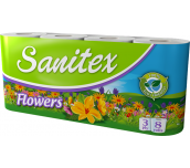 ХАРТИЯ ТОАЛЕТНА SANITEX FLOWERS/NATURE 8БР 3ПЛ