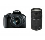 Canon EOS 2000D, black + EF-s 18-55mm f/3.5-5.6 IS II + EF 75-300 mm f/4.0-5.6 III