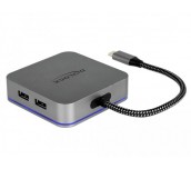 Докинг станция Delock USB-A, USB-C, HDMI, Gigabit LAN, PD, Подсветка, Сив