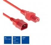 Захранващ кабел ACT, C14 - C15, 2m, Червен