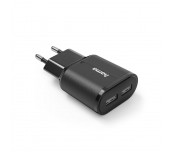 Зарядно HAMA 220V, 2 x USB-A, 12W, Черен
