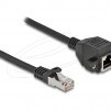 Delock Мрежов кабел удължителен S/FTP RJ45 мъжко към RJ45 женско, Cat. 6A, 25 cm, черен