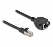 Delock Мрежов кабел удължителен S/FTP RJ45 мъжко към RJ45 женско, Cat. 6A, 25 cm, черен