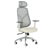 ЕРГОНОМИЧЕН СТОЛ CARMEN 7901 W ЕКО КОЖА СИВ + ШАМПАНСКО