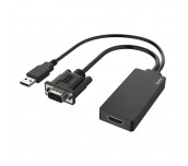 Конвертор HAMA, VGA+USB мъжко - HDMI женско, Full HD 1080p, Черен