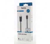 Кабел HAMA, USB 2.0 - micro USB, 1.5 м., Черен, екраниран