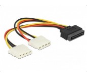 Кабел DeLock Power SATA 15pin към 2x 4pin Molex женско, 20cm