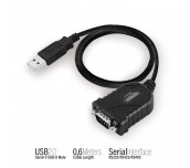 Конвертор Ewent USB -  RS232 9 пин мъжко, Черен