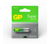 Алкална батерия GP SUPER LR6 AA, 4 бр. в опаковка, 1.5V, GP15A