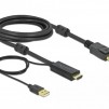Кабел Delock HDMI мъжко - DisplayPort USB мъжко, 4K 30 Hz, 3 м, Черен