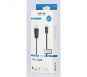 Кабел HAMA USB-C мъжко - USB 2.0 A мъжко, 480Mbit/s,0.75 м, Черен