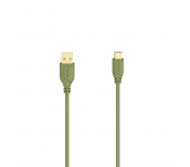 Кабел Hama Flexi-Slim USB-C - USB-A 2.0 мъжко, 0.75м, Зелен