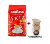 КАФЕ НА ЗЪРНА LAVAZZA SUERTE 1 КГ + ЧАШИ 200 МЛ Х 100 БР.