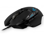 Logitech G502 Mouse, Lightsync RGB, HERO 25K DPI Sensor, 400 IPS, 5x3.6g Optional Weights, 11 Programmable Buttons, 114g, Black