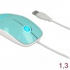 Оптична мишка DeLock, USB-A, Кабел 1.3 м, USB, 1200 dpi, Tюркоаз