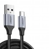 КАБЕЛ USB UGREEN US288 А / USB-C 3A,1М, ПЛЕТЕН ЧЕРЕН