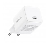 ЗАРЯДНО UGREEN X513 220V 1xUSB-C, GaN,30W,mini,БЯЛ