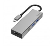 4-портов хъб USB-C HAMA, USB 3.2 Gen1, 2 x USB-A, 1 x USB-C, 1х HDMI, Сребрист