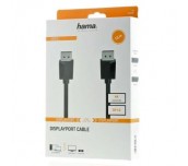 Кабел HAMA 200696, DisplayPort мъжко - DisplayPort мъжко, 1.5 m, Ultra-HD 4K, Двойно-екраниран, Черен