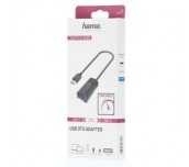 Адаптер HAMA USB-C мъжко - USB 3.2 Gen 1 A женско, 5Gbit/s, 0.15 м., Черен
