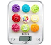 Tefal BC5122V1 Optiss Delicious Cupcakes, ultra slim glass, 5 kg / 1g/ml graduation, tara, liquid function, 2 batteries LR03 AAA included, new markings on product