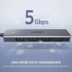 ХЪБ UGREEN CМ219 4xUSB3.0 A,1xUSB-C,INPUT USB3.0 A